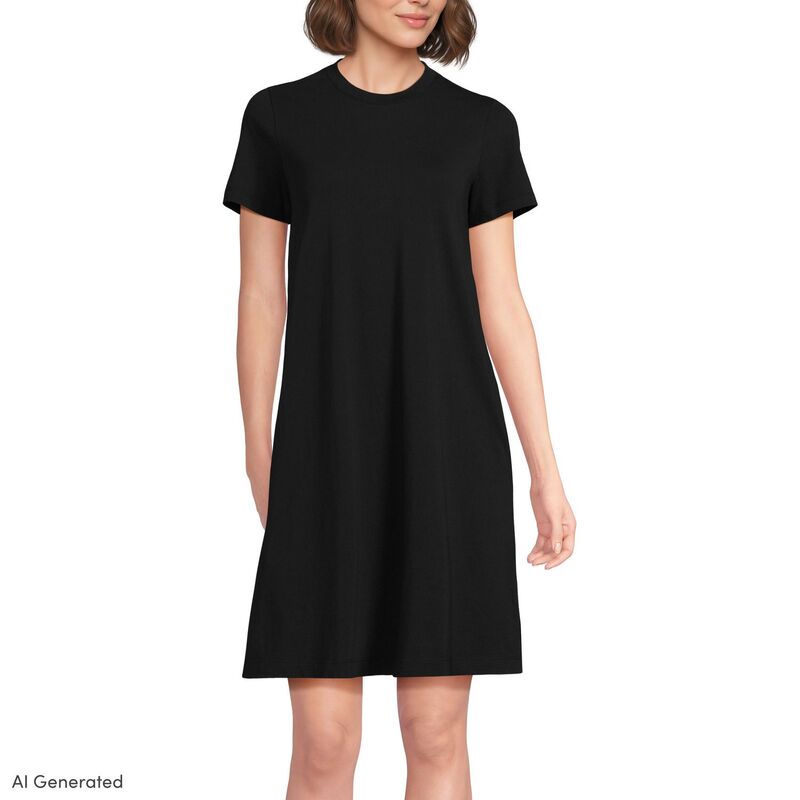 ランズエンド レディース トップス ワンピース ノースリーブ Women's Lands' End Sleeveless Eyelet Shift Dress Above the Knee Black ブラック|ReVida 店