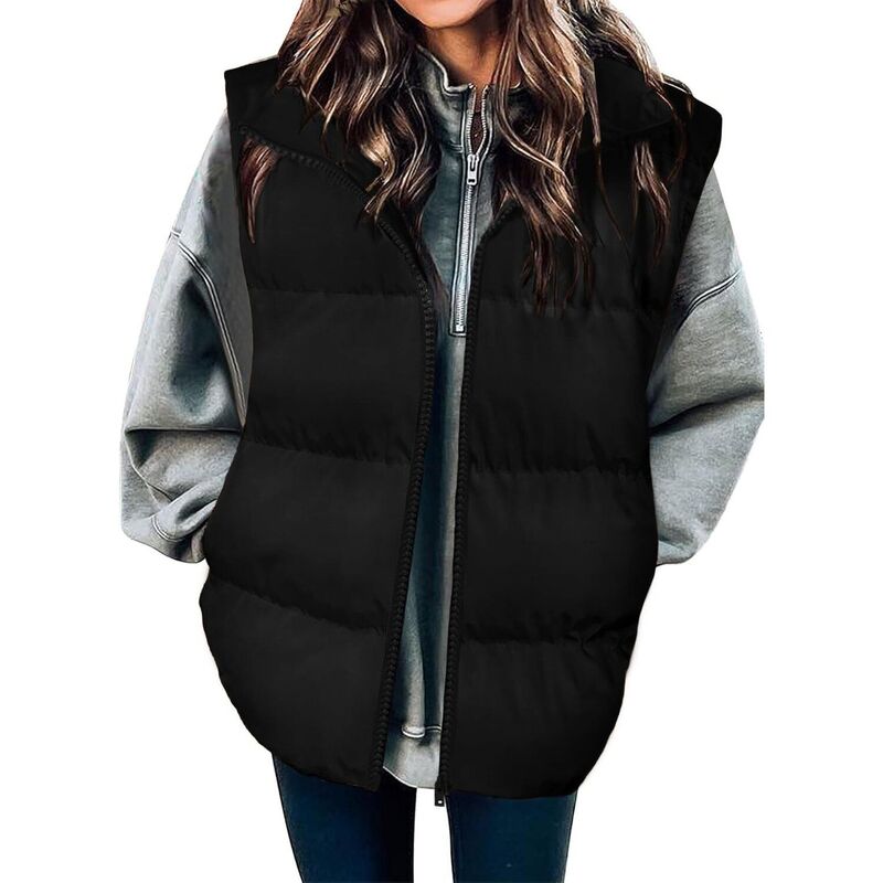 ジーグー レディース アウター 上衣・上衣 より良い ノースリーブ Zeagoo Women\u0027s Oversized Lightweight Stand Collar Puffer Vest Sleeveless Padded Jackets with Pockets Black 黒いこと