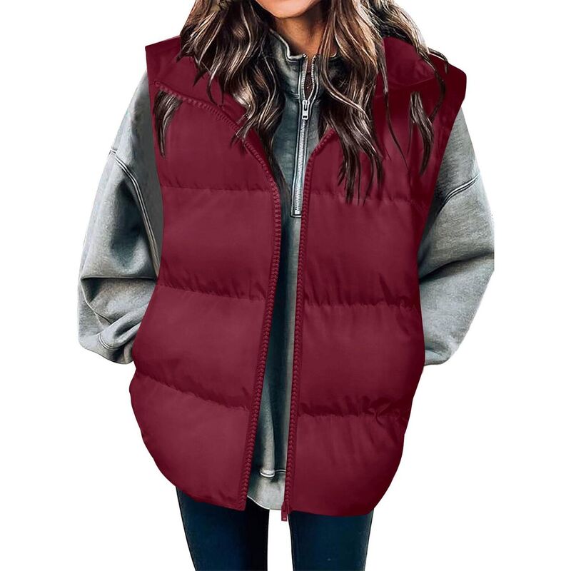 ジーグー レディース アウター 上衣・上衣 より良い ノースリーブ Zeagoo Women\u0027s Oversized Lightweight Stand Collar Puffer Vest Sleeveless Padded Jackets with Pockets Burgundy バーガンディ