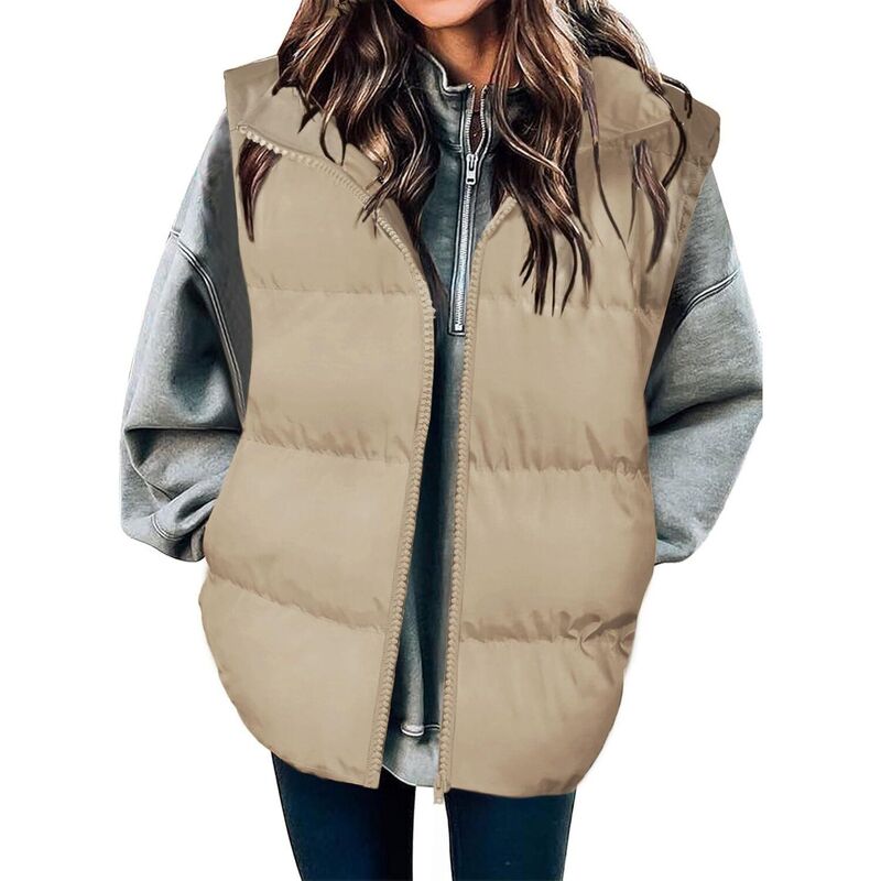 ジーグー レディース アウター 上衣・上衣 より良い ノースリーブ Zeagoo Women\u0027s Oversized Lightweight Stand Collar Puffer Vest Sleeveless Padded Jackets with Pockets Khaki カーキ