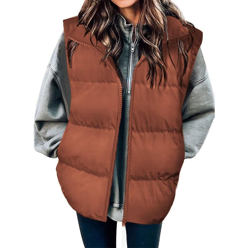 ジーグー レディース アウター 上衣・上衣 より良い ノースリーブ Zeagoo Women\u0027s Oversized Lightweight Stand Collar Puffer Vest Sleeveless Padded Jackets with Pockets Orange オレンジ色
