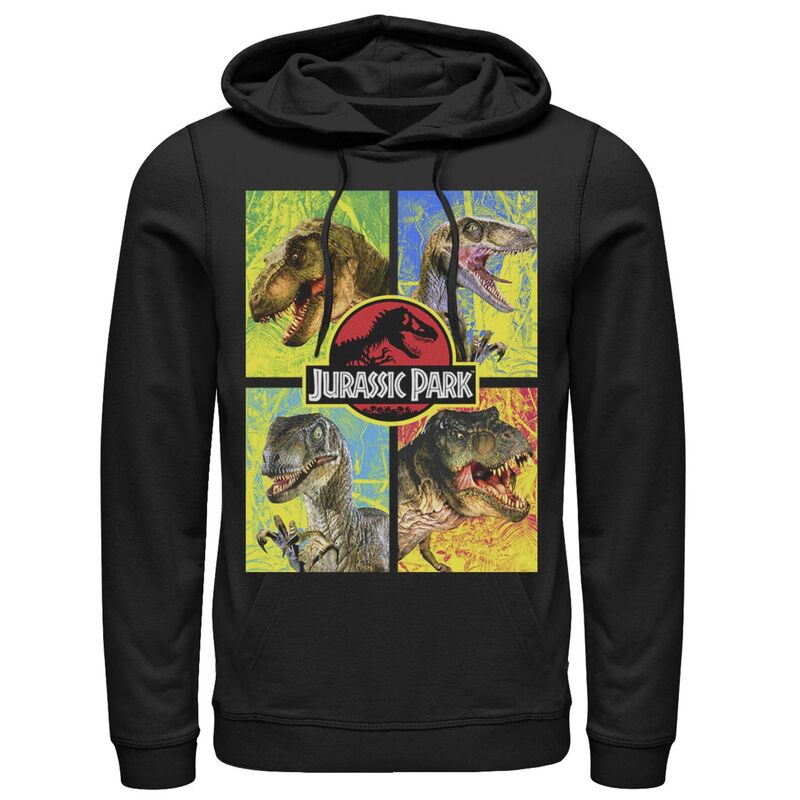 アニメキャラクター レディース トップス Tシャツ パーカー Licensed Character Men's Jurassic Park Four Different Dinosaur Faces Pullover Hoodie Black ブラック｜ReVida 店 10,836円