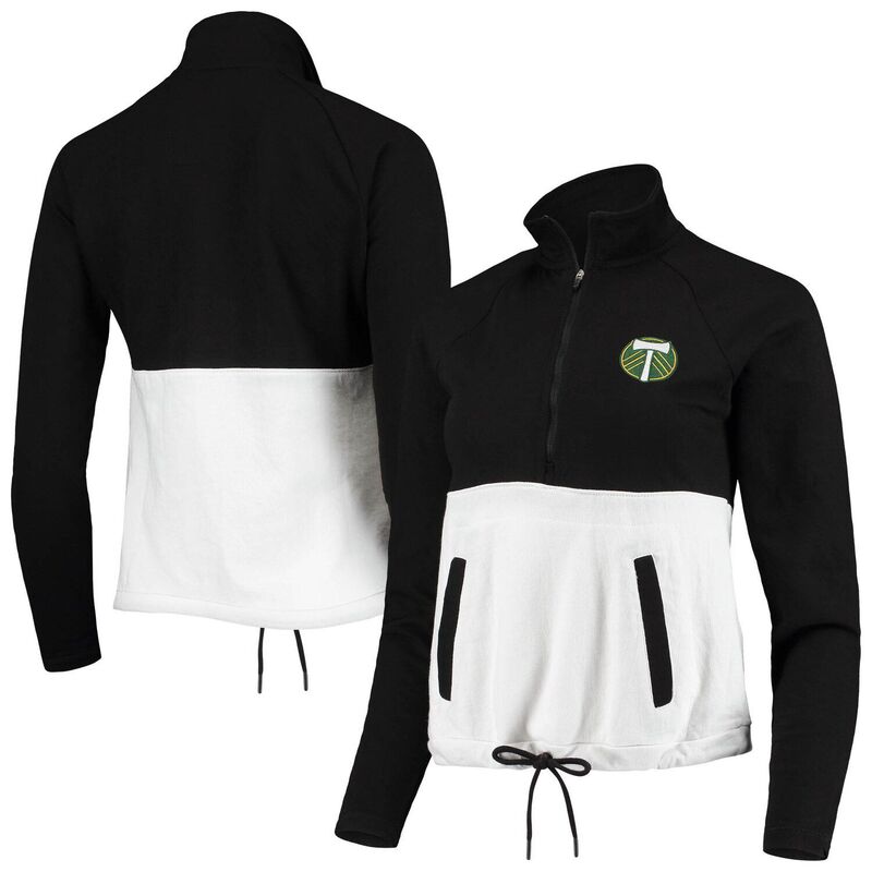 アンティグア レディース アウター 上衣・上衣 Women\u0027s Antigua Black/White Portland Timbers Harboraglan Half-Zip Jacketmblack 黒いこと