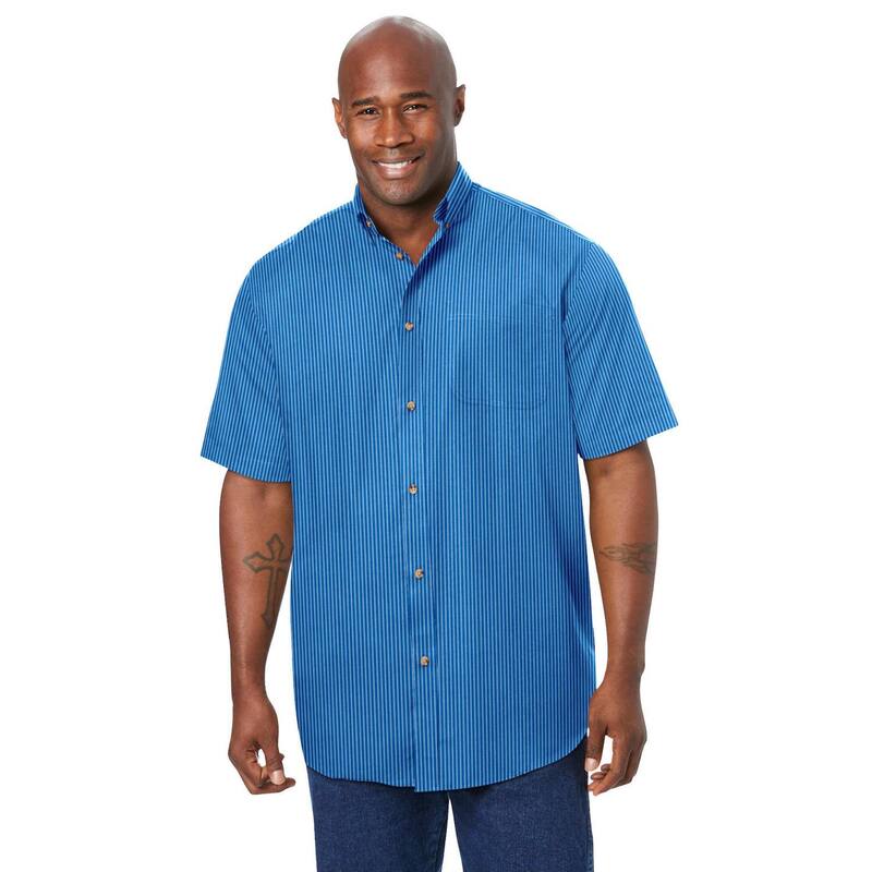 キングサイズ レディース トップス Tシャツ トール KingSize Men's Big & Tall Short Sleeve Wrinkle-Free Sport Shirt Blue Stripe ブルー｜ReVida 店 12,395円