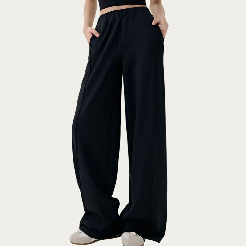 アンナカシ レディース ボトムス 心地好いズボン下 ワイドレッグ ご機嫌酉の方角 Anna-Kaci Women\u0027s High Waist Wide Leg Pants with Soft Stretch Fabric Relaxed Flowing Silhouette Black 黒いこと