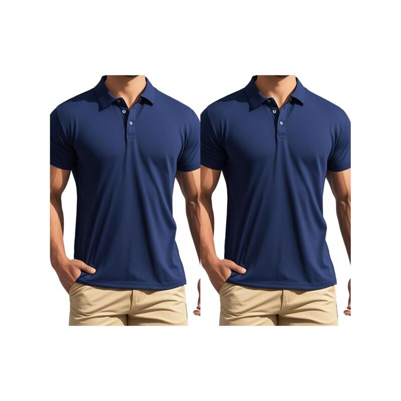 インスパイア シック レディース トップス Tシャツ レギュラーフィット ポロシャツ INSPIRE CHIC 2 Packs Men's Polo Short Sleeve Lightweight Regular Fit Casual or Businessolid Golf Shirt Dark Blue ブルー｜ReVida 店 14,230円