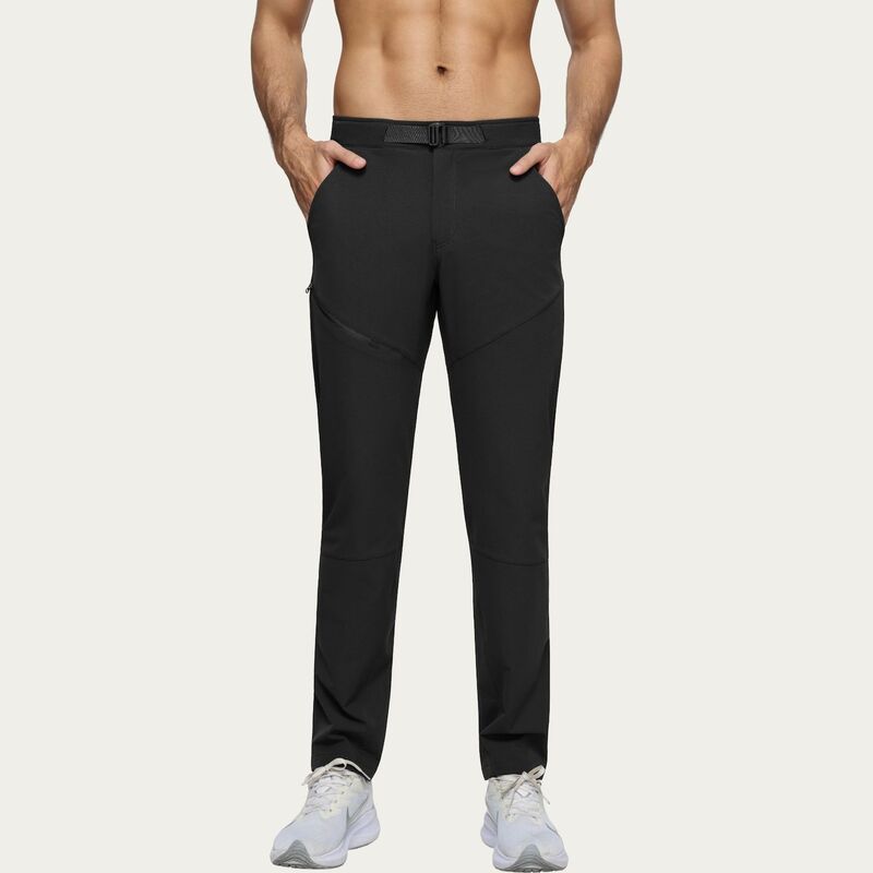アンナカシ レディース ボトムス 心地好いズボン下 Anna-Kaci Men\u0027s Performance Utility Pants with Built-In Belt and Tapered Athletic Fit Black 黒いこと