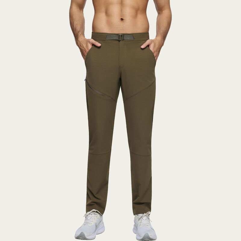 アンナカシ レディース ボトムス 心地好いズボン下 Anna-Kaci Men\u0027s Performance Utility Pants with Built-In Belt and Tapered Athletic Fit Olive Green 緑であること