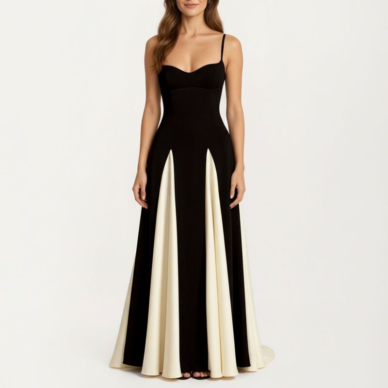 アンナカシ レディース トップス ワンピースカート Anna-Kaci Women'spaghetti Strap Floor Length Dress with Fitted Bodice Flowing Skirt White ホワイト|ReVida 店