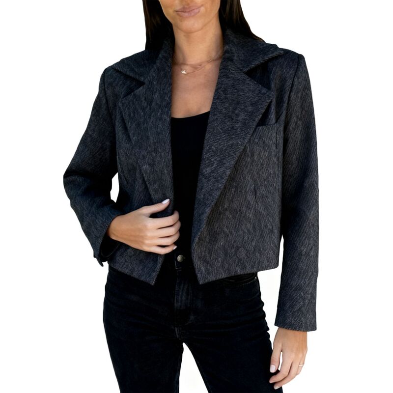 エリート肝ったま レディース アウター 上衣・上衣 クロップド スポーツジャケット EliteSpirit Women\u0027s Cropped Blazer - Double Breasted Oversized Lapel Jacket for Office \u0026 Casual Black 黒いこと