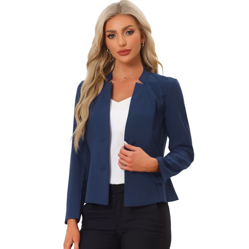 アレグラ ケー レディース アウター 上衣・上衣 スポーツジャケット ALLEGRA K Notched Collar Blazer for Women\u0027s Long Sleeve Two Buttonsuit Office Work Blazers Dark Blue 青色
