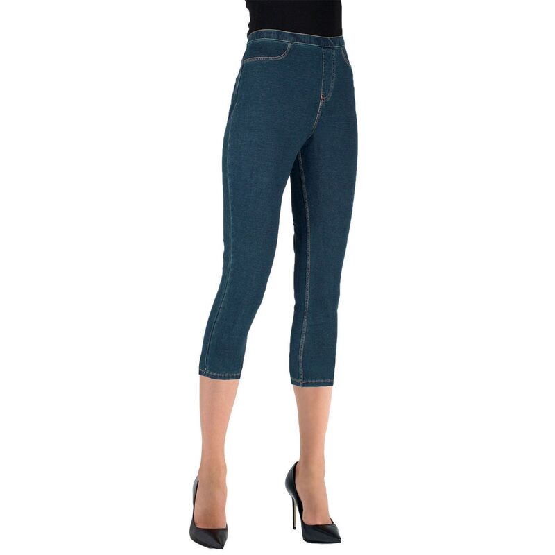 メモイ レディース ボトムス 心地好いズボン下 綿織物 ジーンズ 旗がしら レギンス MeMoi Priga Denim Cotton Capri Jean Leggings Medium Wash ジーンズ