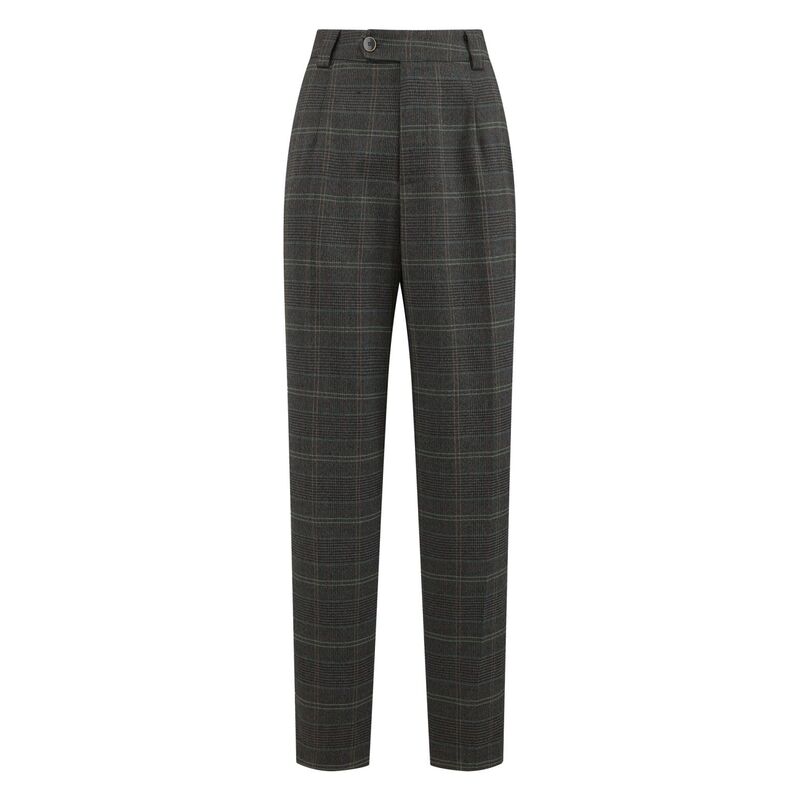 ホンベティ レディース ボトムス 心地好いズボン下 ヴィンテージ Hombety Women\u0027s Houndstooth Pant Vintage Work Plaid Long Trousers Dark Grey 薄墨色
