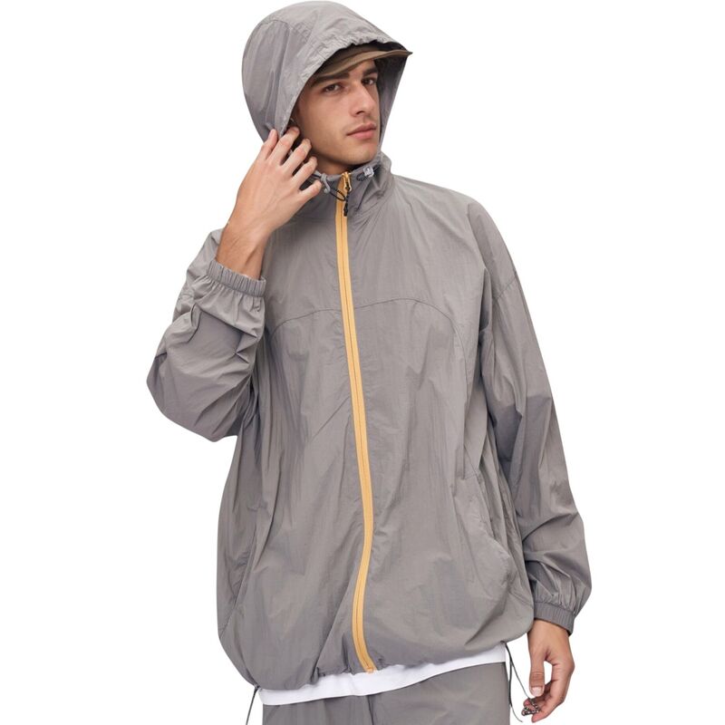 アンナカシ レディース アウター 上衣・上衣 伸び伸びする填まる Anna-Kaci Men\u0027s Lightweight Full Zip Hooded Sun Protection Jacket with Adjustable Drawstring and Relaxed Fit Gray 薄墨色