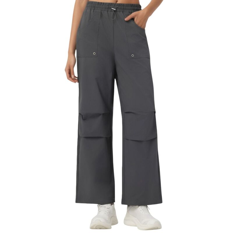 アンナカシ レディース ボトムス 心地好いズボン下 ワイドレッグ ご機嫌酉の方角 スウェットパンツ Anna-Kaci Women\u0027s High Waist Wide Leg Cargo Sweatpants with Adjustable Drawstring and Utility Pocket Design Gray 薄墨色
