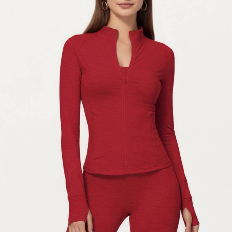 アンナカシ レディース アウター 上衣・上衣 モックネック Anna-Kaci Women\u0027s Long Sleeve Zip-Up Mock Neck Active Jacket withumbhole Cuffs Red 赤いこと