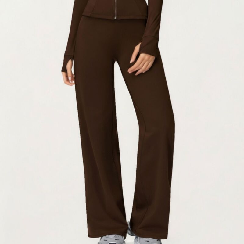 アンナカシ レディース ボトムス 心地好いズボン下 ワイドレッグ ご機嫌酉の方角 Anna-Kaci Women\u0027s High Waist Wide Leg Athletic Pants with Smooth Stretch Fabric and Relaxed Contoured Fit Brown 赤銅色