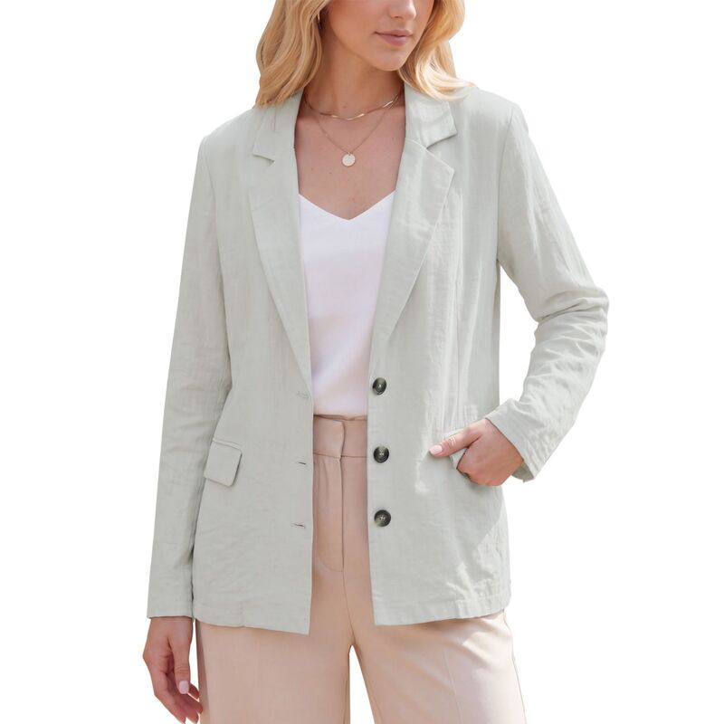 インスパイア 今めかしい レディース アウター 上衣・上衣 スポーツジャケット リネン INSPIRE CHICasual Blazer for Women\u0027s Linen Lapel Collar Long Sleeve Lightweight Business Casual Jacket Apricot 杏