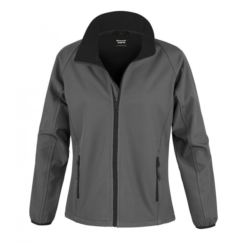 リザルト レディース アウター 上衣・上衣 刷り上げる Result Womens/Ladies Core Printable Softshell Jacket Charcoal And Black 黒いこと