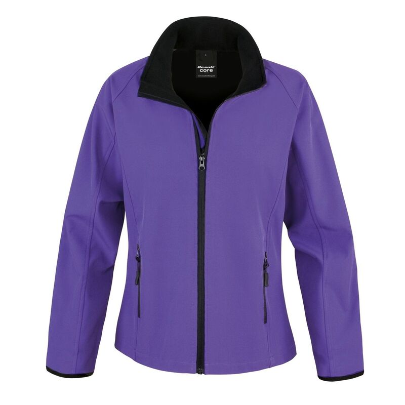 リザルト レディース アウター 上衣・上衣 刷り上げる Result Womens/Ladies Core Printable Softshell Jacket Purple And Black 黒いこと