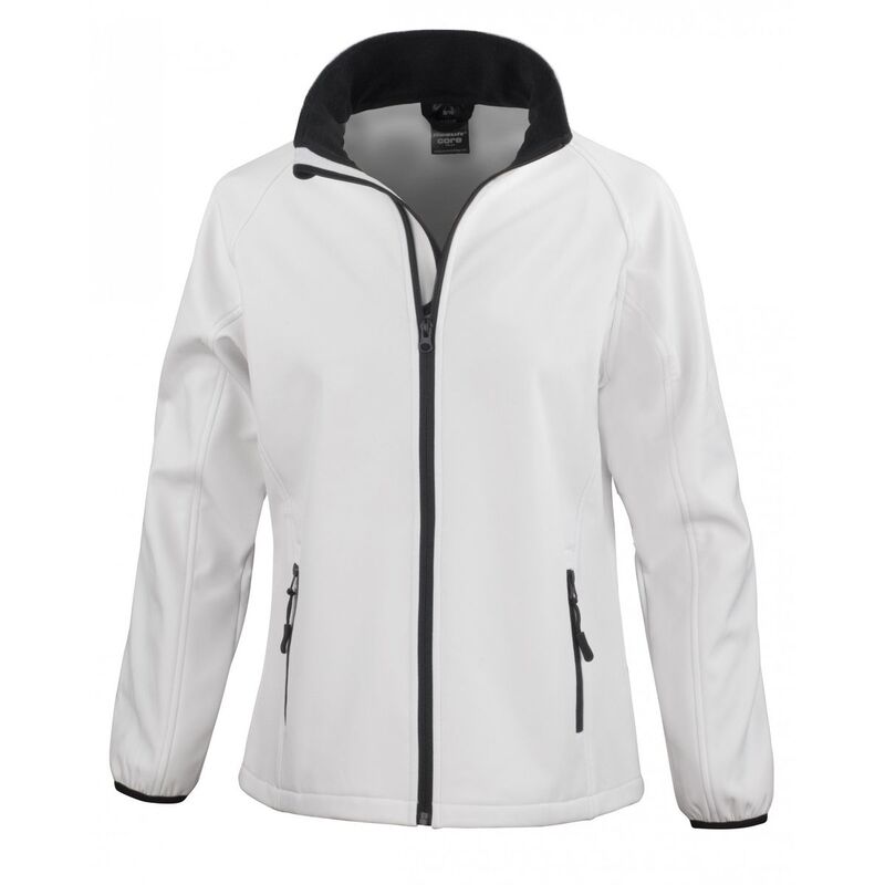 リザルト レディース アウター 上衣・上衣 刷り上げる Result Womens/Ladies Core Printable Softshell Jacket White And Black 白いこと