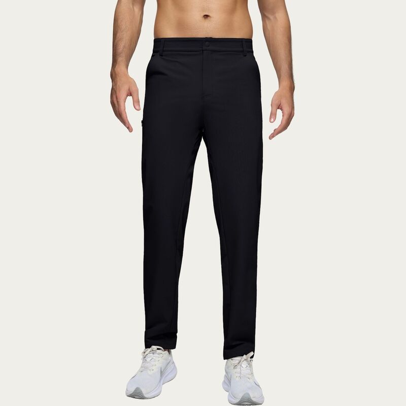アンナカシ レディース ボトムス 心地好いズボン下 Anna-Kaci Men\u0027s Performance Stretch Pants with Button Waist Closure and Tapered Athletic Fit Black 黒いこと