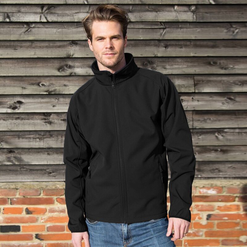 リザルト レディース アウター 上衣・上衣 刷り上げる Result Mens Core Printable Softshell Jacket Black And Black 黒いこと