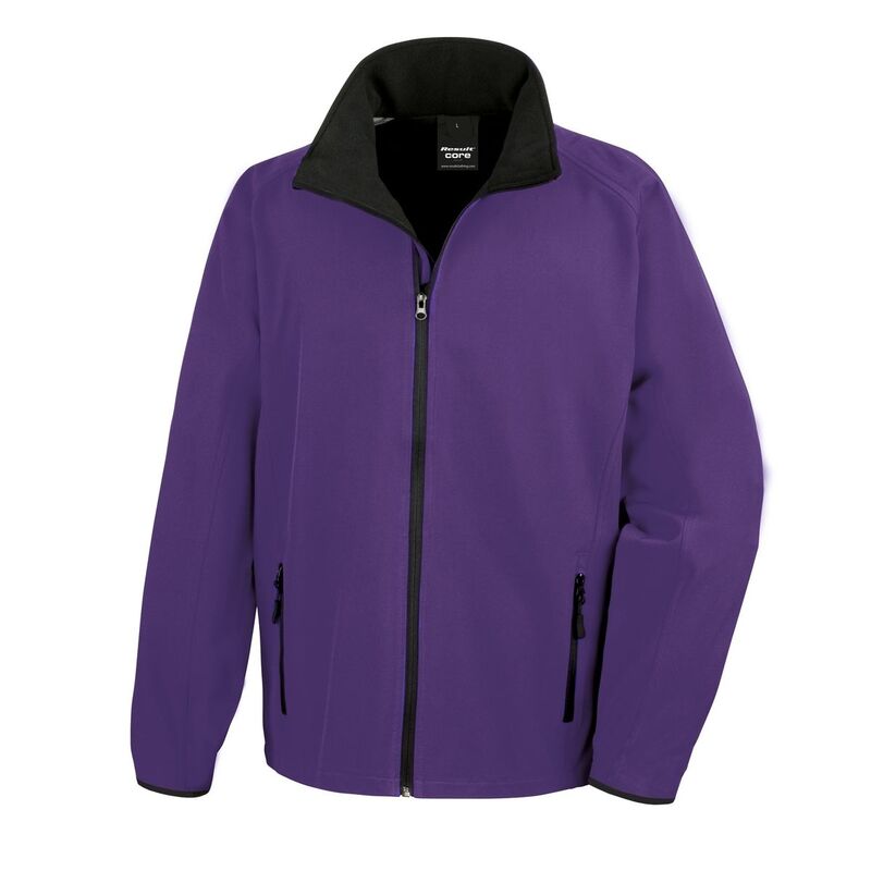 リザルト レディース アウター 上衣・上衣 刷り上げる Result Mens Core Printable Softshell Jacket Purple And Black 黒いこと