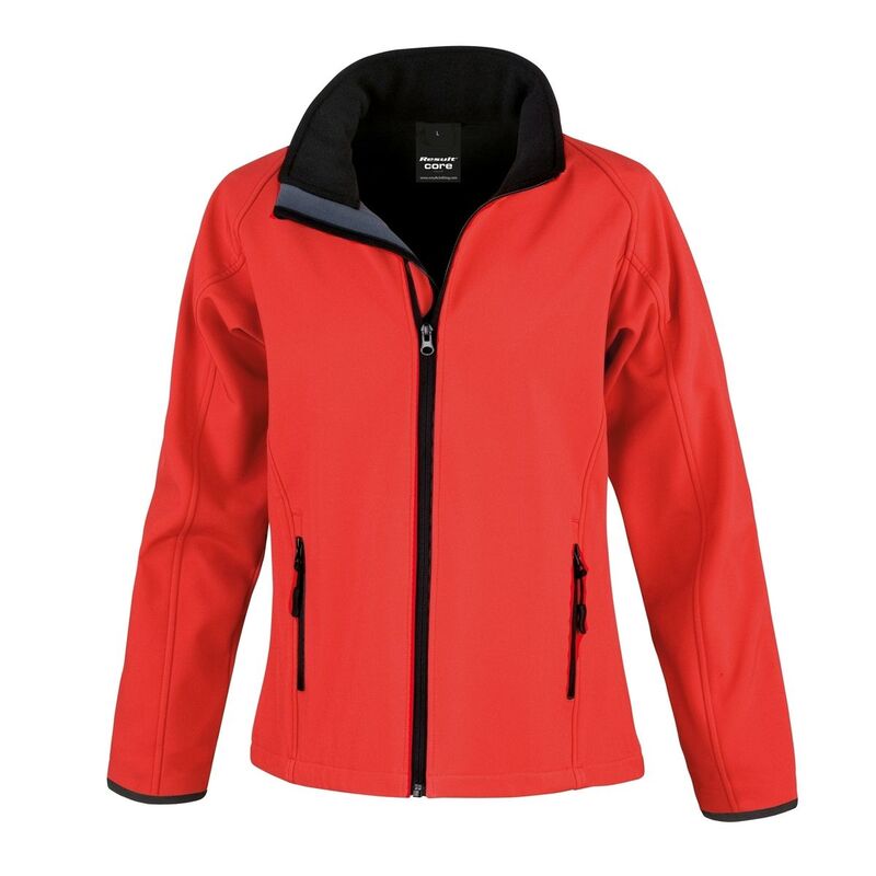 リザルト レディース アウター 上衣・上衣 刷り上げる Result Mens Core Printable Softshell Jacket Red And Black 黒いこと