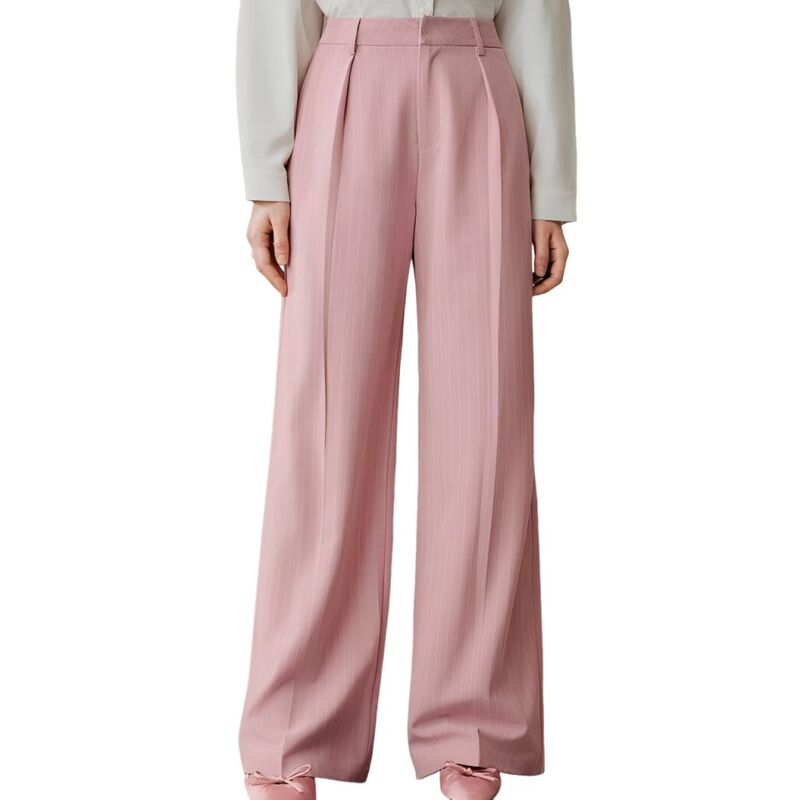 ジョイジョイ レディース ボトムス 心地好いズボン下 ワイドレッグ JoyJoy Wide Leg Pants for Women Trendy Striped High Waisted Business Casual Outfits Work Pantrousers Pink サクラ色