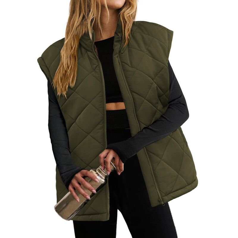 ジーグー レディース アウター 上衣・上衣 より良い ノースリーブ Zeagoo Women\u0027s Puffer Vestand Collar Zipper Lightweight Sleeveless Padded Jacket with Pockets Army Green 緑であること