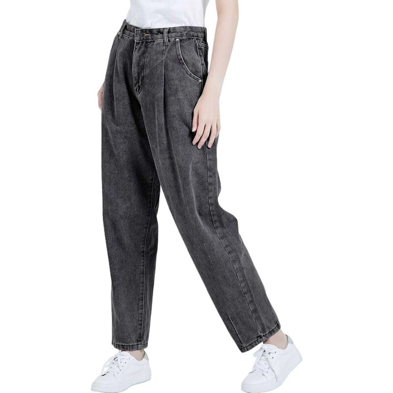 アンナカシ レディース ボトムス ジーンズズボン下 ご機嫌酉の方角 Anna-Kaci Women\u0027s Loose High Waist Denim Trousers Gray 薄墨色