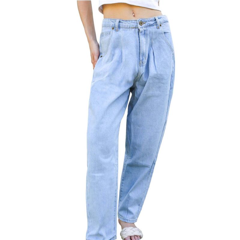 アンナカシ レディース ボトムス ジーンズズボン下 ご機嫌酉の方角 Anna-Kaci Women\u0027s Loose High Waist Denim Trousers Lignt Denim ジーンズ