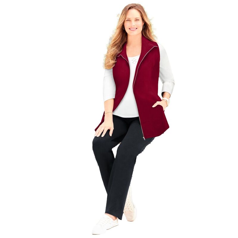 キャサリンズ レディース アウター 上衣・上衣 足し加える大きさ より良い Catherines Women\u0027s Plusize Suprema Studio Zip Front Vest Rich Burgundy バーガンディ