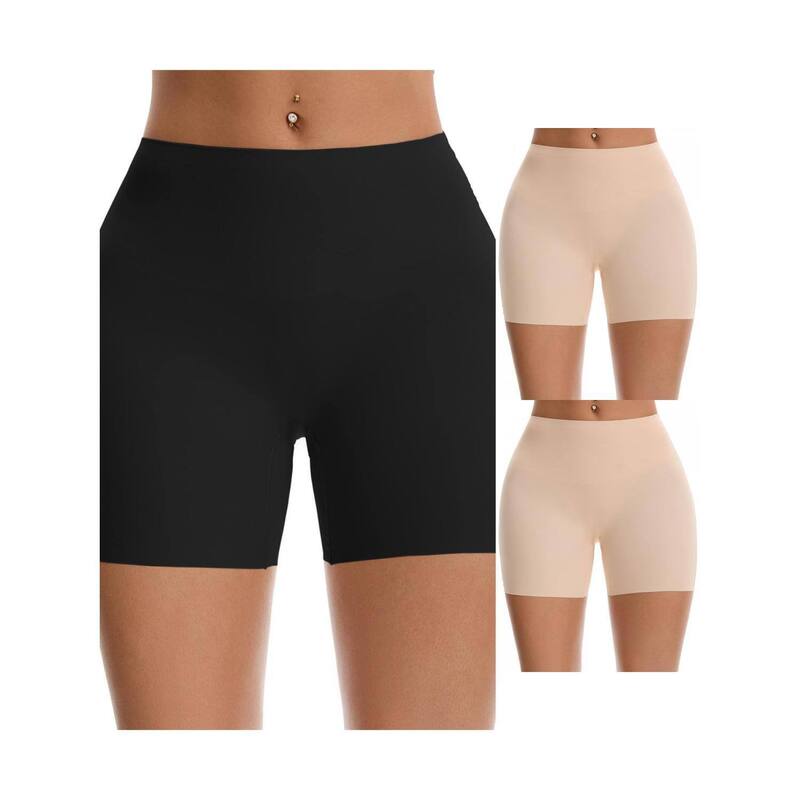 インスパイア 今めかしい レディース ボトムス 二分の一ズボン下・さる股引き 遊撃手ズボン下 INSPIRE CHIC 3 Packs Women\u0027s High Waisted Seamlesshapewear Slip Shortshaping Boyshortslimming Underwears Beige Black 黒いこと