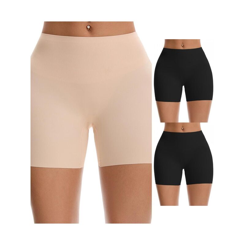 インスパイア 今めかしい レディース ボトムス 二分の一ズボン下・さる股引き 遊撃手ズボン下 INSPIRE CHIC 3 Packs Women\u0027s High Waisted Seamlesshapewear Slip Shortshaping Boyshortslimming Underwears Black Beige 黒いこと
