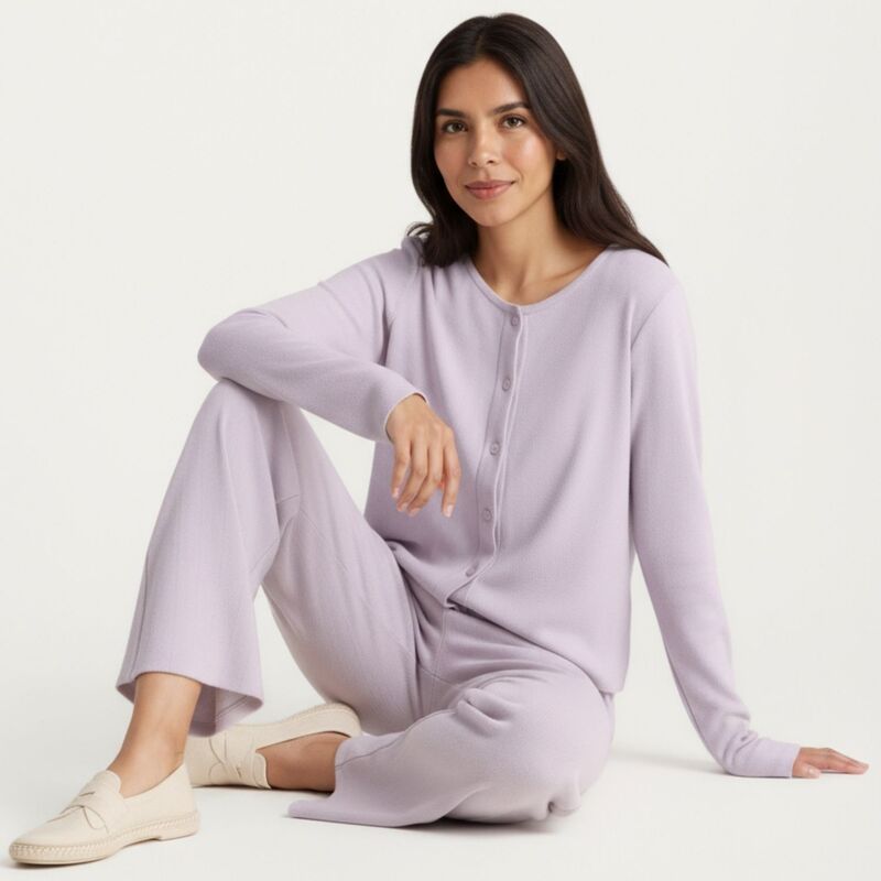 アンナカシ レディース アンダーお召しもの ナイト爵お召しもの ズボン下 ジレー 編み物 Anna-Kaci Women\u0027s 2-Piece Set Soft Knit Lounge Pants and Button-Up Cardigan with Tank Topurple パープル