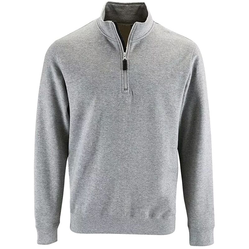 ソルズ レディース アウター ニット・セーター スウェット シャツ コントラスト SOLS Menstan Contrast Zip Neck Sweatshirt Gray Marl グレー｜ReVida 店