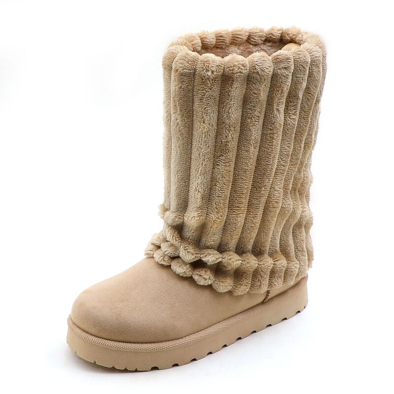 F.C 考える レディース シューズ ブーツ・レインブーツ 足し加える大きさ 肋筋 F.C Design Cozy Plush Ribbed Winter Boots Warm \u0026 Stylish Comfort Footwear Beige ベージュ