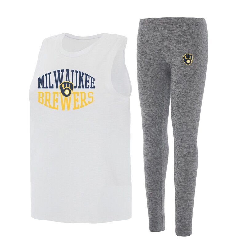 アンブランデッド レディース アンダーお召しもの ナイト爵お召しもの レギンス Unbranded Women\u0027s Conceptsport Charcoal/White Milwaukee Brewers Contend Tank \u0026 Leggingset Brw Charco 白いこと
