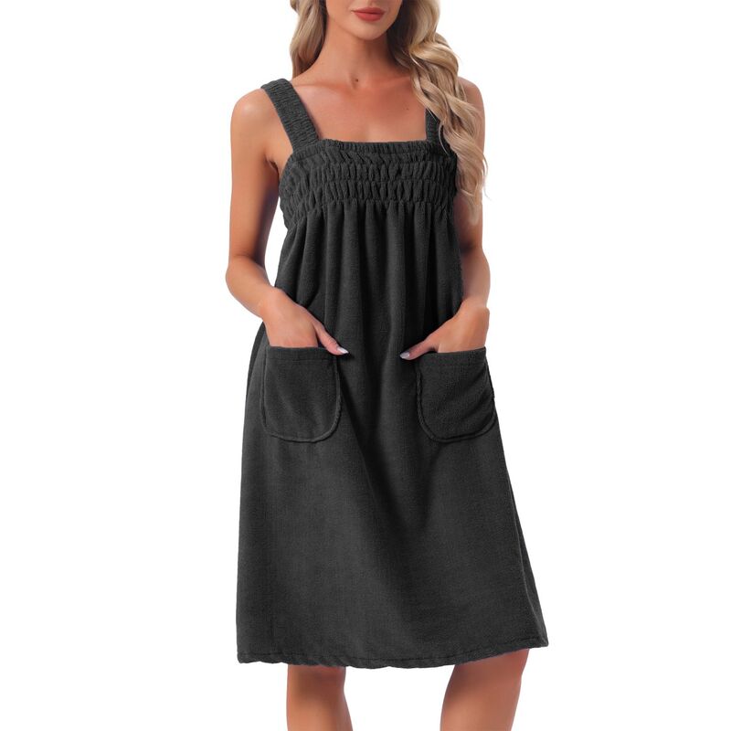 インスパイア 今めかしい レディース アンダーお召しもの ナイト爵お召しもの INSPIRE CHIC Women\u0027shower Towels Cover Up Wrap Wearable Bathrobe Around Towel Strapspa Body Robe Black 黒いこと