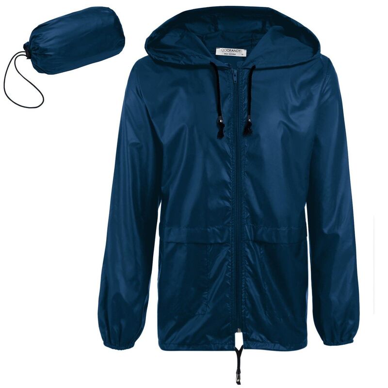 クーファンディ レディース アウター 上衣・上衣 厚地の外套 COOFANDY Mens \u0026 Womens Raincoat Waterproof Adult Rain Jacket Reusable Rain Poncho withood Navy Blue 米国海軍