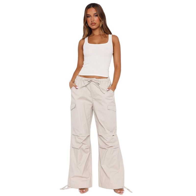 ジョイジョイ レディース ボトムス 心地好いズボン下 引っ切り無い カーゴパンツ JoyJoy Women\u0027s Casual Cargo Pants Loose Tie Waistraight Leg Fashion Multi-Pocket Versatile Trousers Khaki カーキ