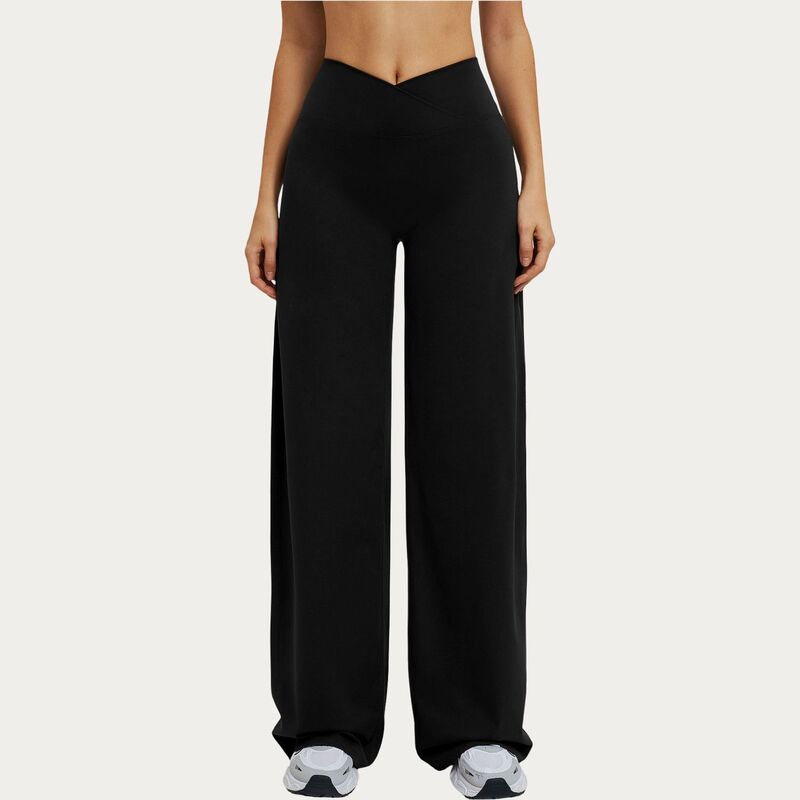 アンナカシ レディース ボトムス カジュアルパンツ ワイドレッグ Anna-Kaci Women's Crossover Wide Leg Yoga Pantstretch Athletic Lounge Workout Pants for Training Fitness Black ブラック|ReVida 店