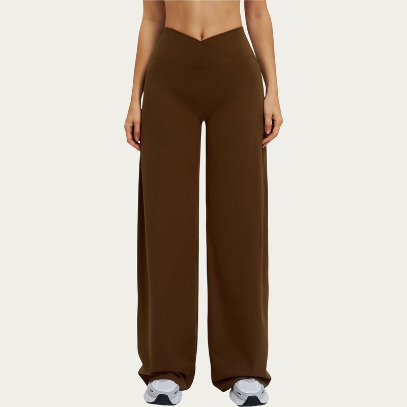 アンナカシ レディース ボトムス カジュアルパンツ ワイドレッグ Anna-Kaci Women's Crossover Wide Leg Yoga Pantstretch Athletic Lounge Workout Pants for Training Fitness Brown ブラウン|ReVida 店