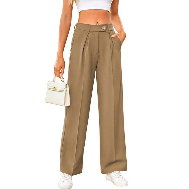 救世主流行り物 レディース ボトムス 心地好いズボン下 ワイドレッグ Yesfashion Women\u0027s High Waisted Wide Leg Dress Pants Casual Office Work Trousers with Pockets Khaki カーキ