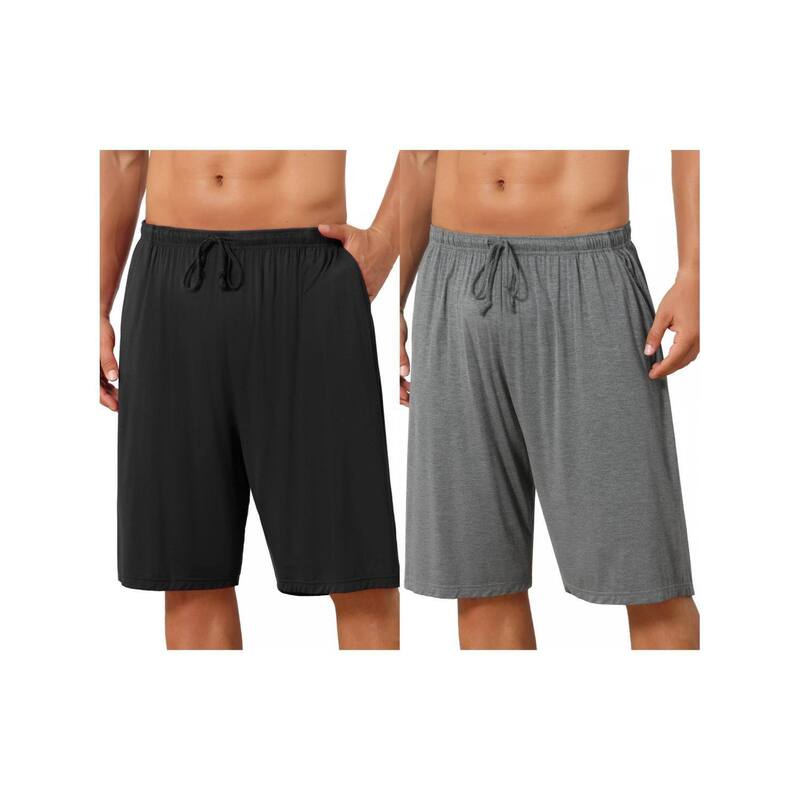 インスパイア 今めかしい レディース アンダーお召しもの ナイト爵お召しもの 遊撃手ズボン下 INSPIRE CHIC 2 Packsleepwear Bottom for Men\u0027s Comfortable Solid Color Lounge Drawstring Pajama Shorts Black Dark Gray 黒いこと