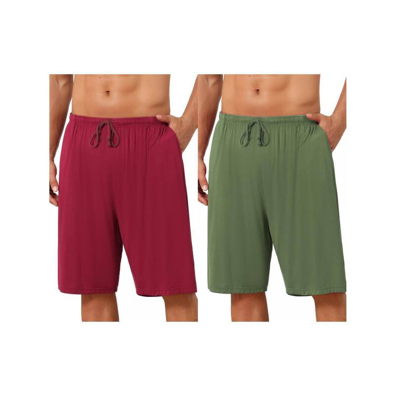 インスパイア 今めかしい レディース アンダーお召しもの ナイト爵お召しもの 遊撃手ズボン下 INSPIRE CHIC 2 Packsleepwear Bottom for Men\u0027s Comfortable Solid Color Lounge Drawstring Pajama Shorts Burgundy Olive Green バーガンディ