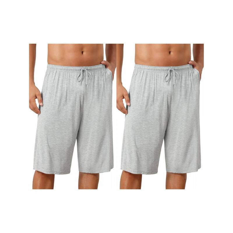 インスパイア 今めかしい レディース アンダーお召しもの ナイト爵お召しもの 遊撃手ズボン下 INSPIRE CHIC 2 Packsleepwear Bottom for Men\u0027s Comfortable Solid Color Lounge Drawstring Pajama Shorts Light Gray 薄墨色