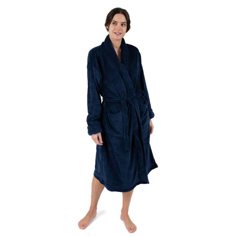 レベレット レディース アンダーお召しもの ナイト爵お召しもの フリース Leveret Womens Fleece Robe Navy 米国海軍
